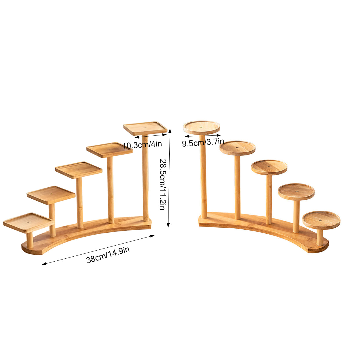Bamboo Desktop Plant Stand, Multi-Tier Flower Rack - Square Trays - view 4