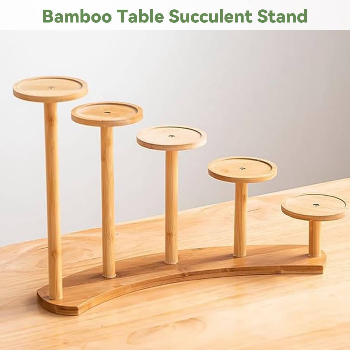 Bamboo Desktop Plant Stand, Multi-Tier Flower Rack - Square Trays - view 5