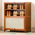 Bamboo Entryway Shoe Cabinet with Doors and Multi Layer Shelves, 60 x 32 x 73 cm - view 3