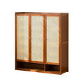 Bamboo Entryway Shoe Cabinet with Rattan Doors, 91 x 32 x 108 cm - view 2