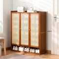 Bamboo Entryway Shoe Cabinet with Rattan Doors, 91 x 32 x 108 cm - view 5