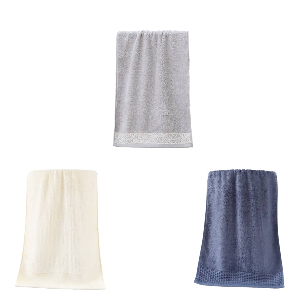 Bamboo Fibre Face Towels Soft Absorbent Washcloths, Pack of 2 - Grey - view 3