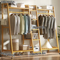 Bamboo Floor-Standing Clothes Rack - Dark Wood, 190cm Wide - view 4
