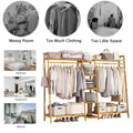 Bamboo Floor-Standing Clothes Rack - Dark Wood, 190cm Wide - view 5