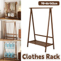 Bamboo Floor Standing Coat Rack with Hanger Rod, Lower Shelf and Side Hooks