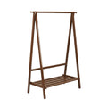 Bamboo Floor Standing Coat Rack with Hanger Rod, Lower Shelf and Side Hooks - view 2