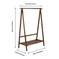 Bamboo Floor Standing Coat Rack with Hanger Rod, Lower Shelf and Side Hooks - view 3