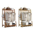 Bamboo Floor Standing Coat Rack with Hanging Rail - Brown - view 3