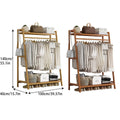 Bamboo Floor Standing Coat Rack with Hanging Rail - Brown - view 4