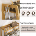 Bamboo Floor Standing Coat Rack with Hanging Rail - Brown - view 5