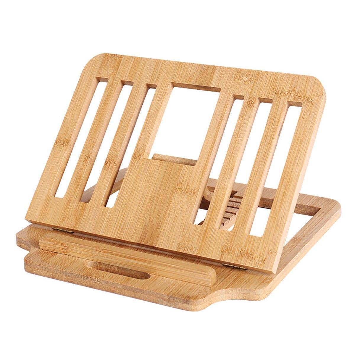 Bamboo Foldable Laptop Stand with Six Adjustable Angles, Portable Desk Riser - view 2