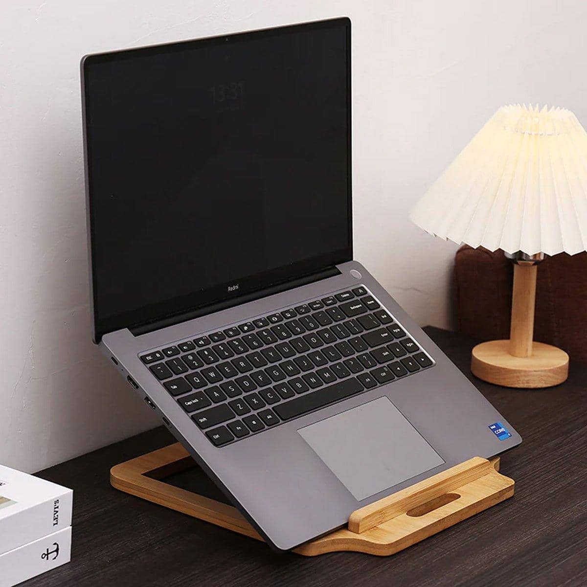 Bamboo Foldable Laptop Stand with Six Adjustable Angles, Portable Desk Riser - view 4
