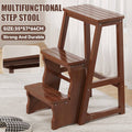 Bamboo Foldable Step Stool, 3 Tier Anti-Slip Footrest, Space Saving