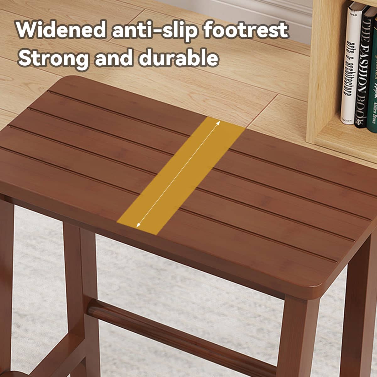 Bamboo Foldable Step Stool, 3 Tier Anti-Slip Footrest, Space Saving - view 4