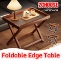 Bamboo Folding Side Table 40 x 30 x 44 cm - Ribbed Acrylic Top - view 2