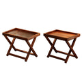 Bamboo Folding Side Table 40 x 30 x 44 cm - Ribbed Acrylic Top - view 3