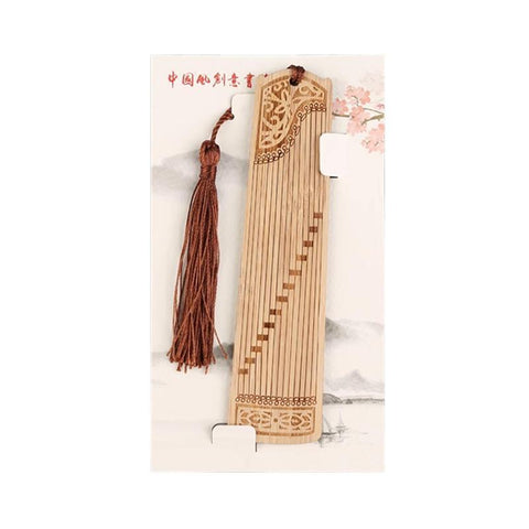Bamboo Guzheng Bookmark with Tassel - Chinese Style