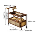 Bamboo Mobile Coffee Table with Wheels for Living Room and Bedroom, Space Saving - view 3