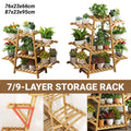 Bamboo Multi Layer Plant Stand Indoor Flower Pot Shelf - 7 Layer - view 2