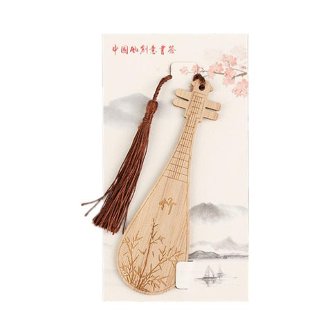 Bamboo Pipa Bookmark with Tassel - Bamboo Stalk Design