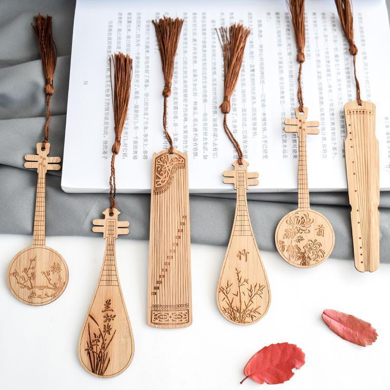 Bamboo Pipa Bookmark with Tassel - Bamboo Stalk Design - view 9