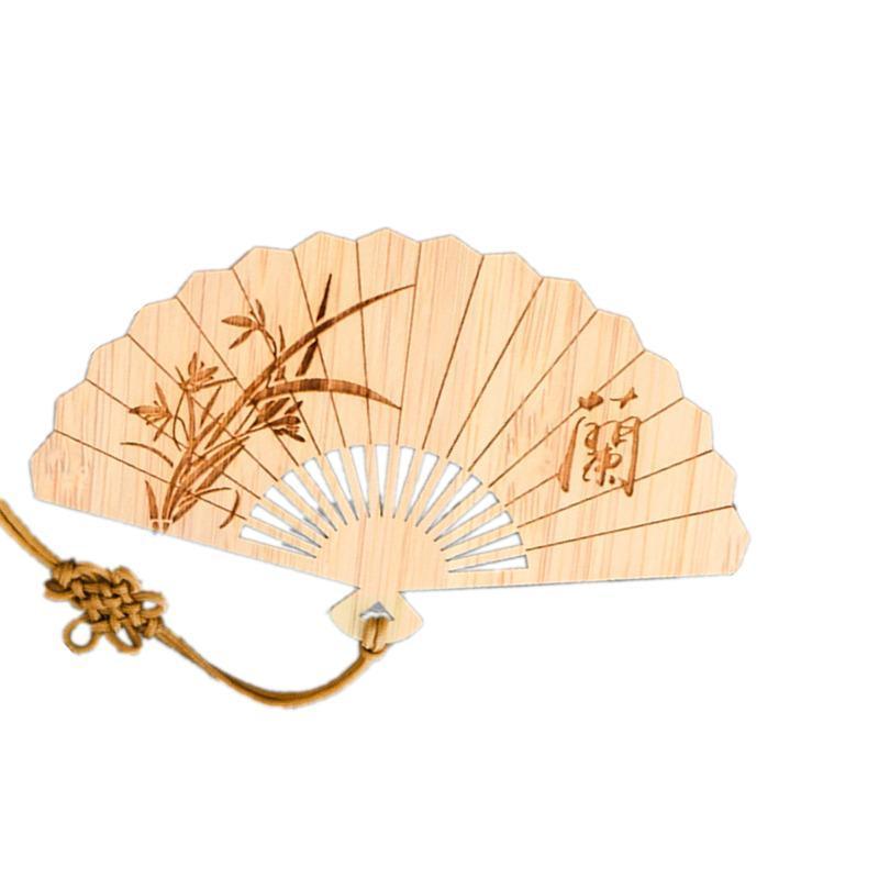 Bamboo Sector Bookmark (Fan Shape) with Tassel - Orchid Design