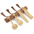 Bamboo Sector Bookmark (Fan Shape) with Tassel - Orchid Design - view 3