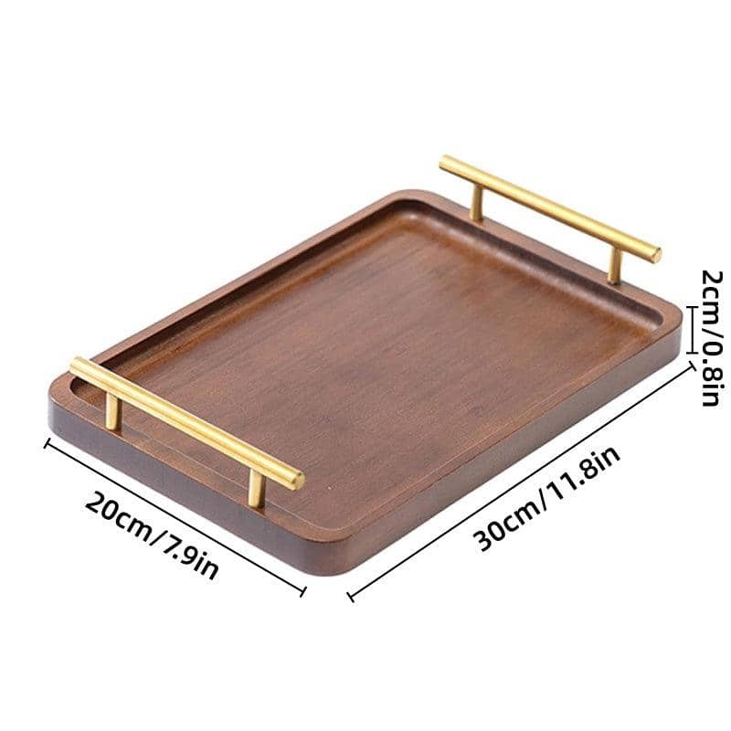 Bamboo Serving Tray with Gold-Tone Handles, 20 x 30 x 2 cm - view 3