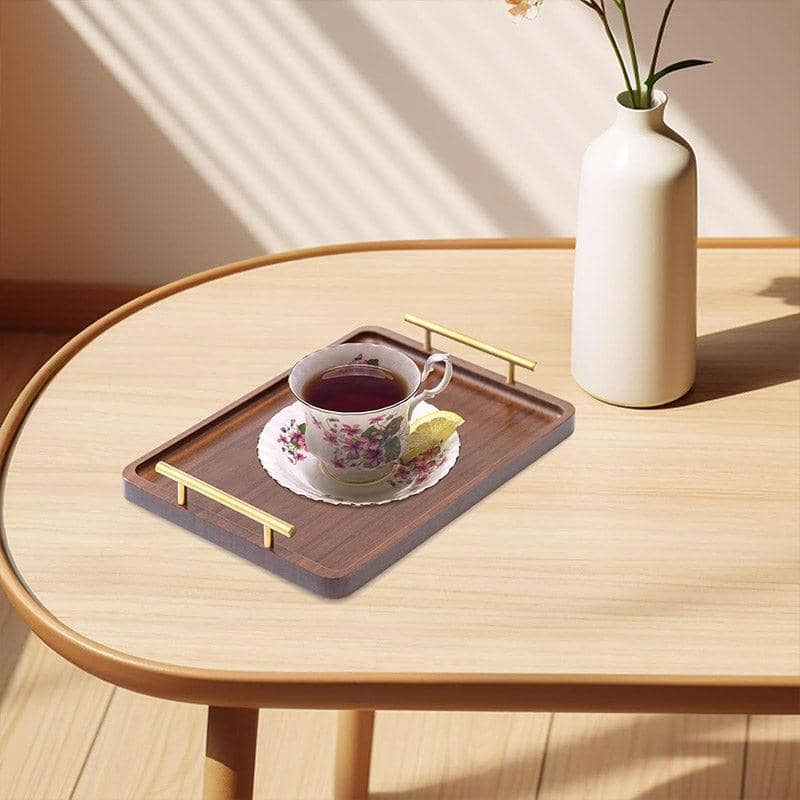 Bamboo Serving Tray with Gold-Tone Handles, 20 x 30 x 2 cm - view 5