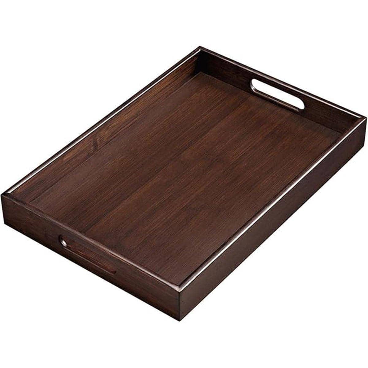 Bamboo Serving Tray with Handles, Walnut Colour - Small (28 x 20 cm)