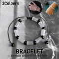 Bamboo Shape Natural Stone Bead Bracelet, Adjustable - White with Green Beads - view 2