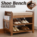 Bamboo Shoe Changing Bench with Storage and Seat, Space Saving Shoe Cabinet for Entryway