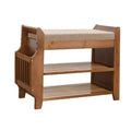 Bamboo Shoe Changing Bench with Storage and Seat, Space Saving Shoe Cabinet for Entryway - view 2