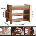 Bamboo Shoe Changing Bench with Storage and Seat, Space Saving Shoe Cabinet for Entryway - view 3
