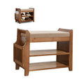 Bamboo Shoe Changing Bench with Storage and Seat, Space Saving Shoe Cabinet for Entryway - view 5