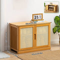 Bamboo Shoe Changing Cabinet with Closed Back, Space Saving for Entryway and Hallway - view 3