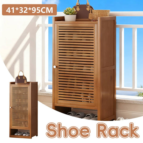 Bamboo Shoe Rack, 7 Tier - Brown, 95 x 41 x 32 cm