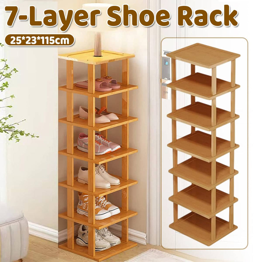 Bamboo Shoe Rack with 7 Tiers, 25 x 23 x 115 cm