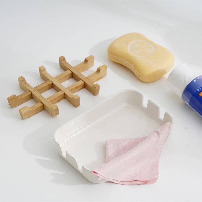 Bamboo Soap Dish with Removable Drain Rack - Black - view 5
