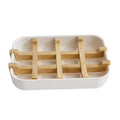 Bamboo Soap Dish with Removable Drain Rack - White
