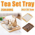 Bamboo Tea Tray with Stone Plastic Base, Non-Slip - Brown - view 2