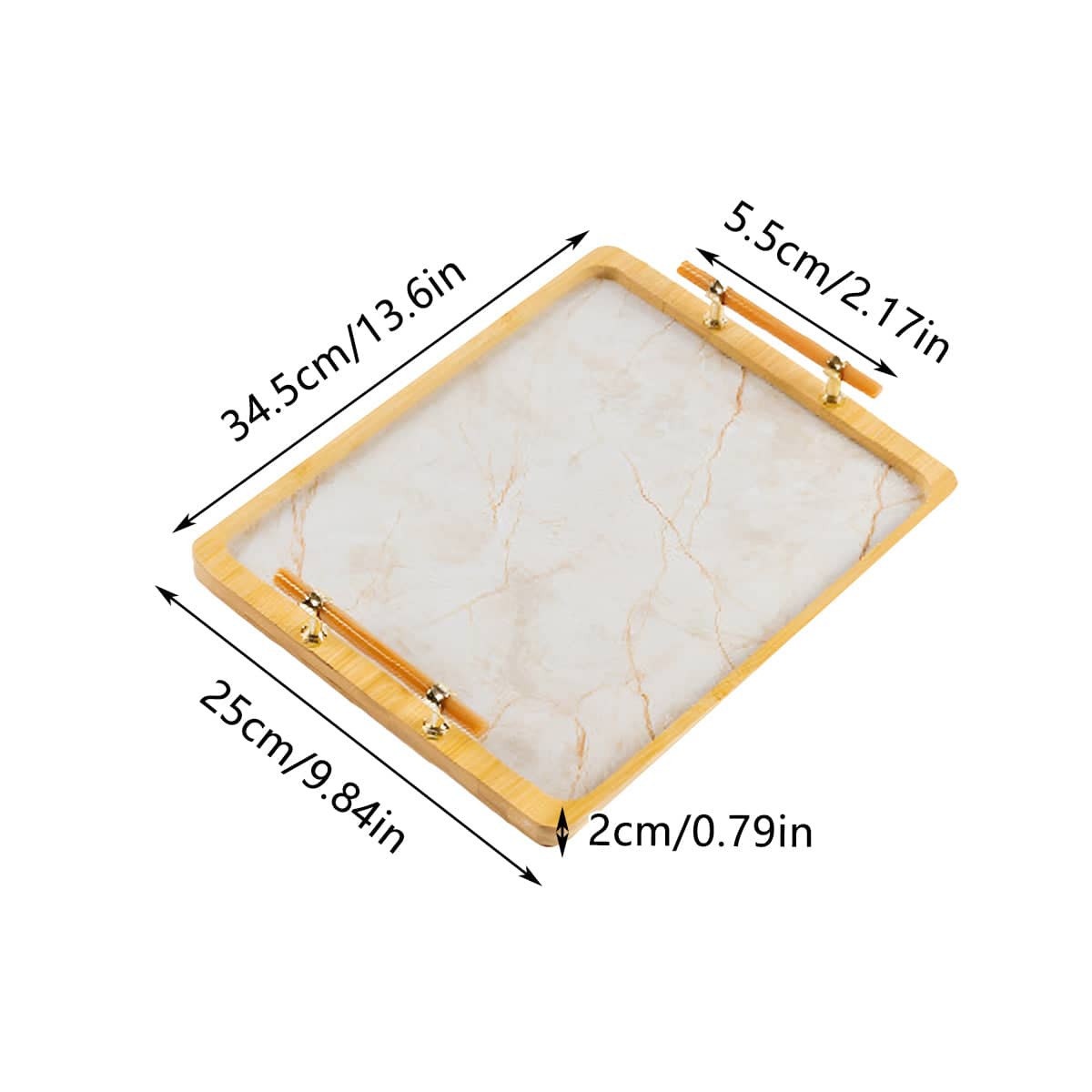 Bamboo Tea Tray with Stone Plastic Base, Non-Slip - Brown - view 4