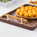 Bamboo Tea Tray with Stone Plastic Base, Non-Slip - Brown - view 5