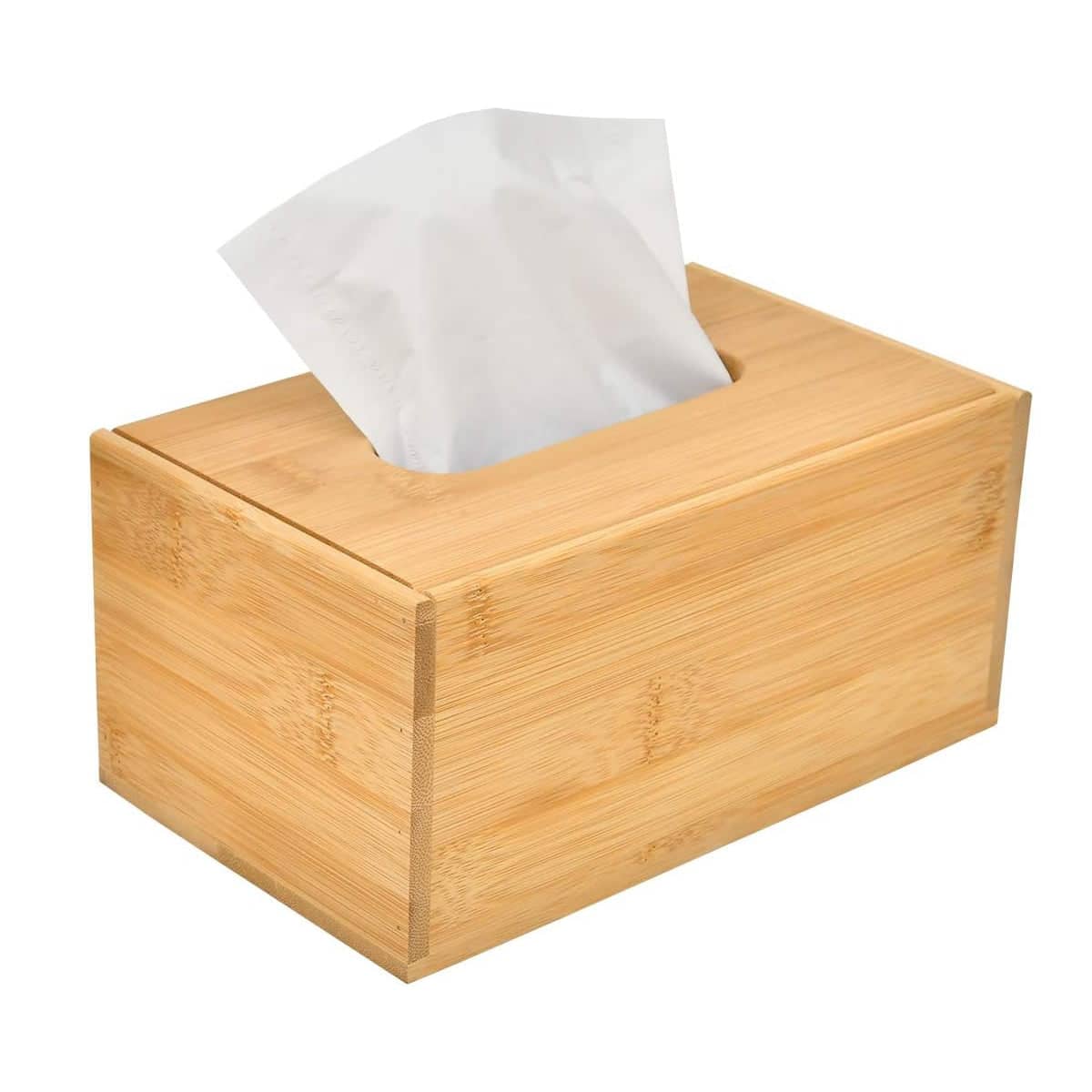 Bamboo Tissue Box Holder Wooden Cover Dispenser Storage Case for Home and Office - view 2