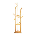 Bamboo Triangular Floor Standing Coat Rack with Hooks, Space Saving - view 2