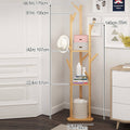 Bamboo Triangular Floor Standing Coat Rack with Hooks, Space Saving - view 3