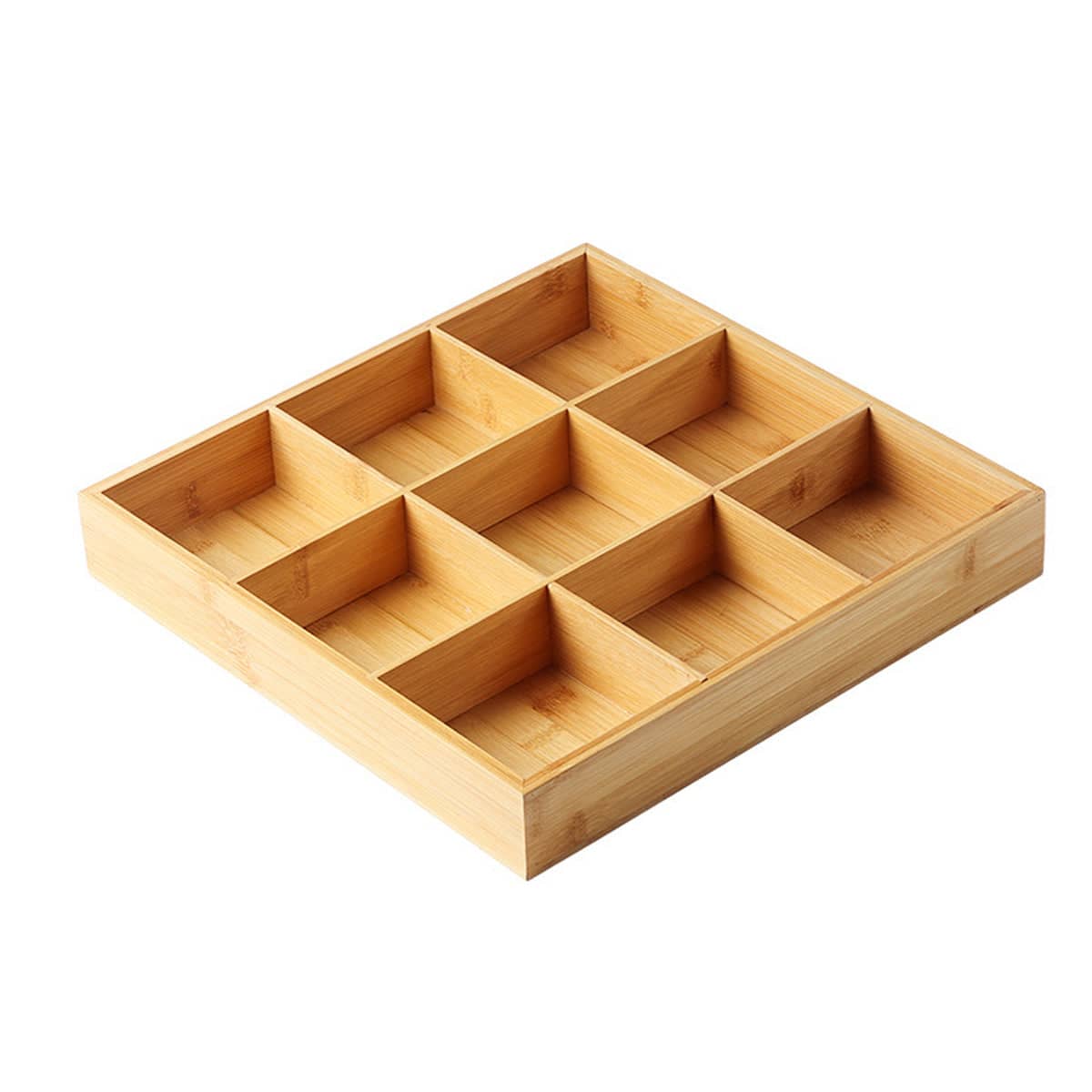 Bamboo Wood 9 Grid Food Plate Serving Tray for Hotel BBQ Hot Pot Home Party - 33 cm - view 2