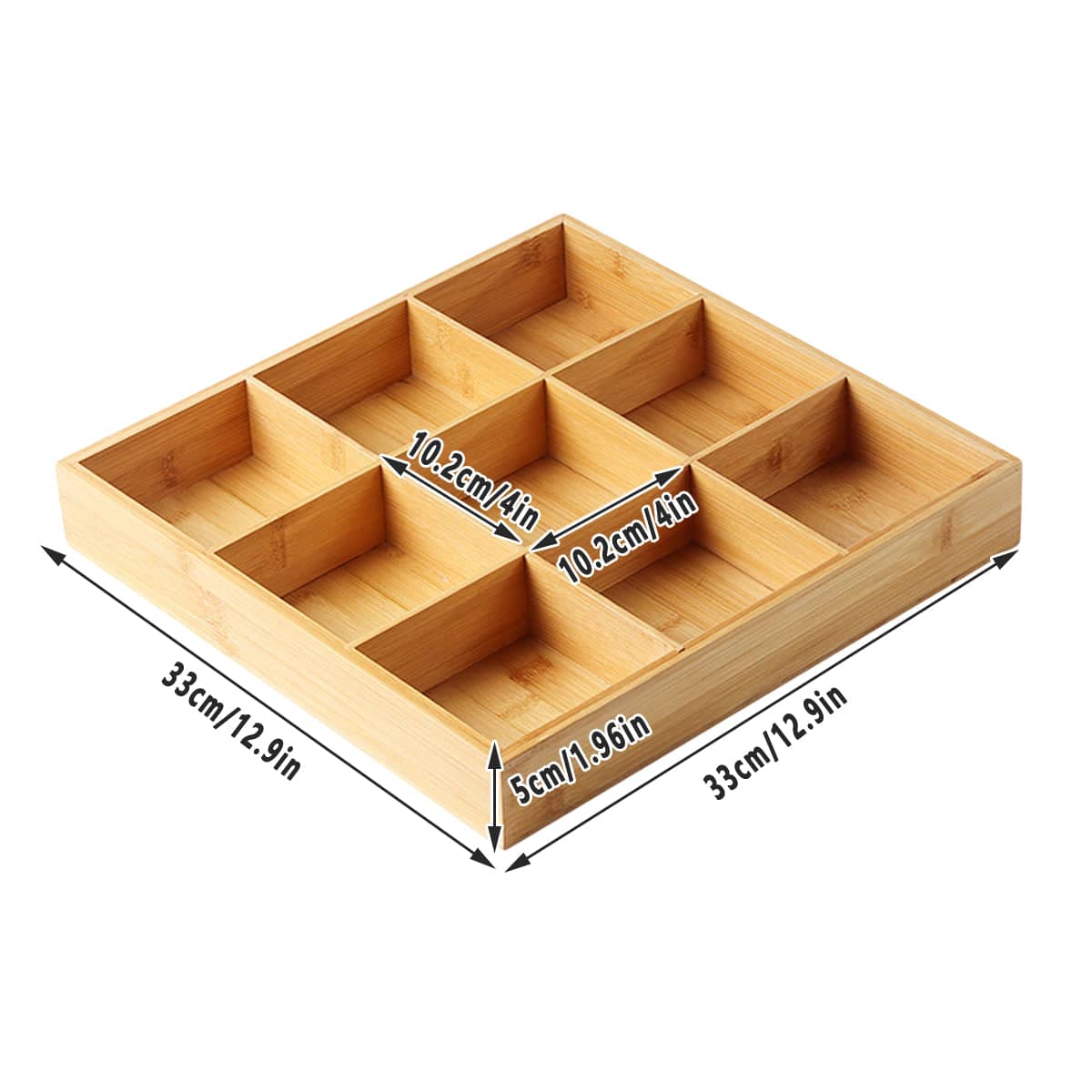 Bamboo Wood 9 Grid Food Plate Serving Tray for Hotel BBQ Hot Pot Home Party - 33 cm - view 3