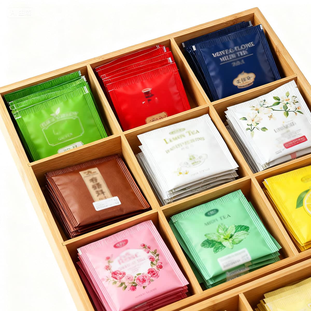 Bamboo Wood 9 Grid Food Plate Serving Tray for Hotel BBQ Hot Pot Home Party - 33 cm - view 4