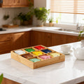 Bamboo Wood 9 Grid Food Plate Serving Tray for Hotel BBQ Hot Pot Home Party - 33 cm - view 5
